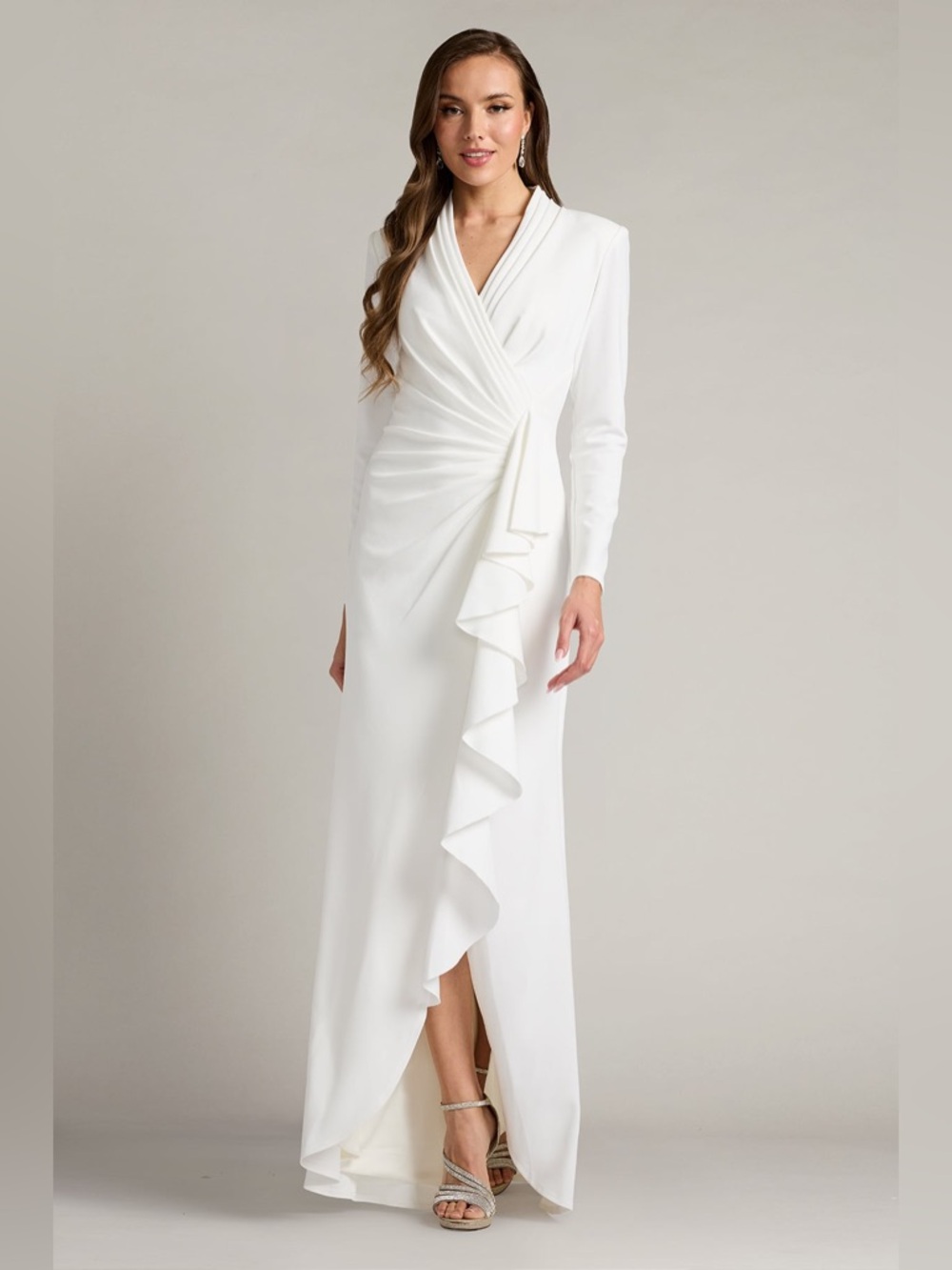 TADASHI SHOJI - MARKUM LONG-SLEEVE FLOUNCE GOWN